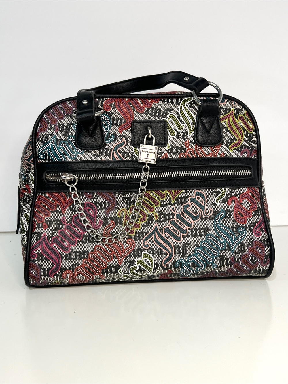 JUICY COUTURE Multicolor Logo Satchel LOCK & CHAIN
